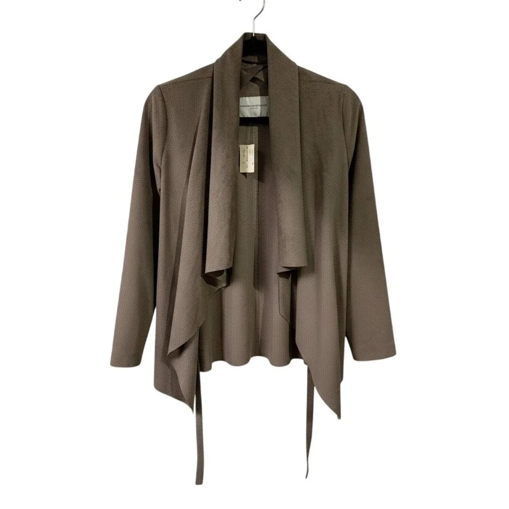 Katherine Barclay Women's‎ S Taupe Faux Suede Waterfall Jacket Belted Perforated
